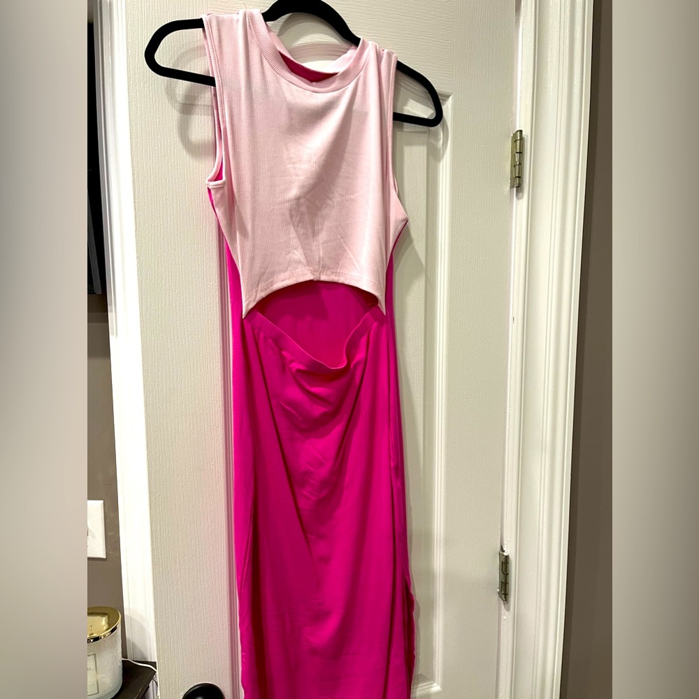 Pink color block dress